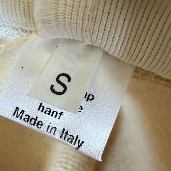 Grevi Wide Brim Sun Hat Beige Brown Leather Band Made In Italy Sz S 100% Hemp main image 4